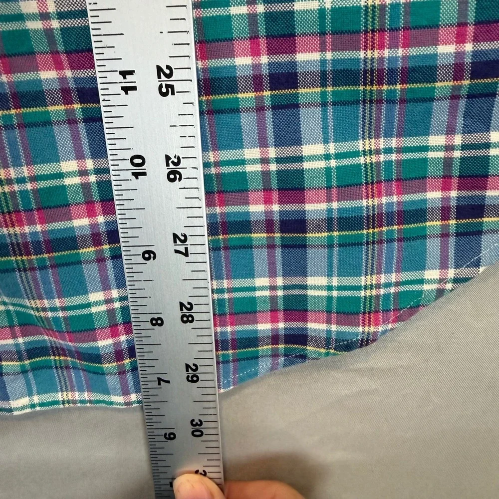 Polo Ralph Lauren Mens Plaid Button Down Shirt Teal Pink M Preppy Country Club
